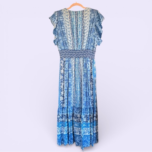 NWT Womens Maison Tara Paisley Smocked Maxi Dress Cottagecore Boho Floral Sz 8 - Picture 14 of 16